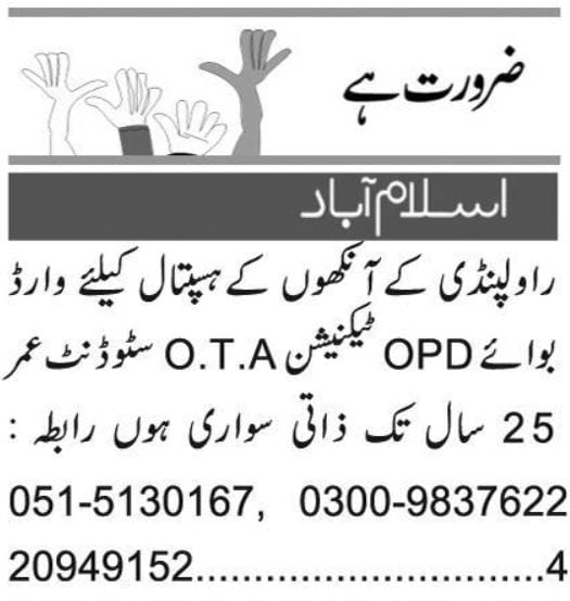 Urgent Jobs in Islamabad