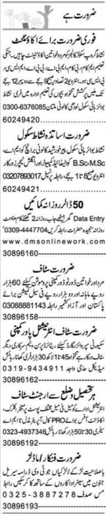 Urgent Jobs in Multan