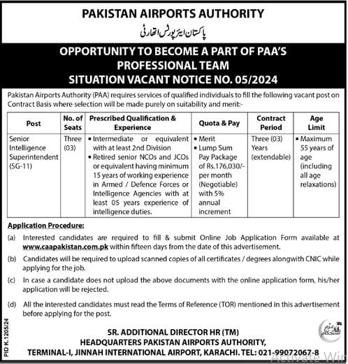 Government jobs in Karachi - Pakistan Airports Authority