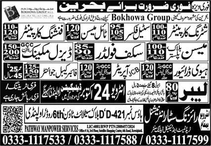 Jobs in Bahrain - Urgent Hiring for Skilled Workers and Drivers