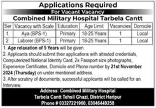 Jobs in KPK 2024 at CMH Tarbela Cantt