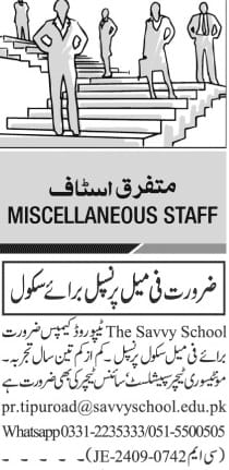 Teaching Jobs in Rawalpindi – Female Staff Required at The Savvy School