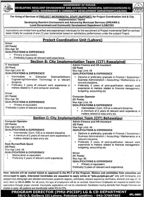 Govt jobs in Lahore 2024 - Local Government and Community Development Department (LG&CDD)