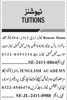 academy jobs in Lahore