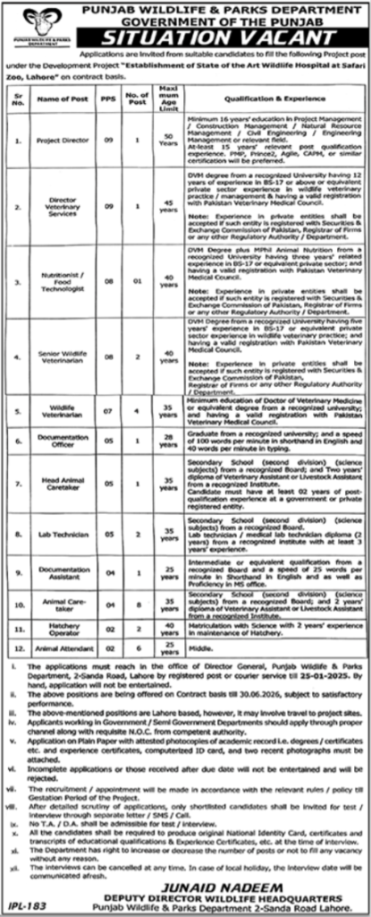 Punjab wildlife jobs